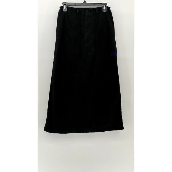 NEEDLES Women's Black Drawstring A-Line Casual Maxi Skirt SZ 1(US L) - Picture 1 of 11